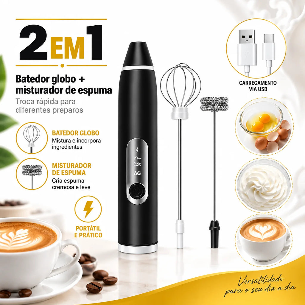 BateMix – Mixer e Espumador Elétrico 2 em 1