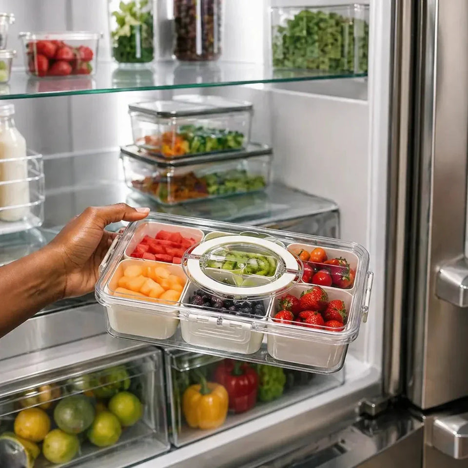 FreshBox Premium – Organizador Hermético para Geladeira com 8 Divisórias