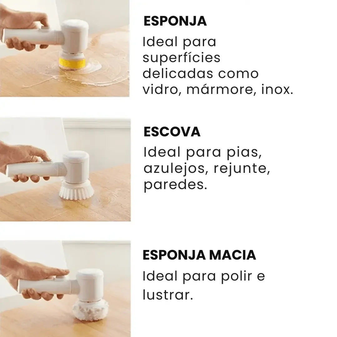 PowerClean - Escova Elétrica Recarregável 5 em 1
