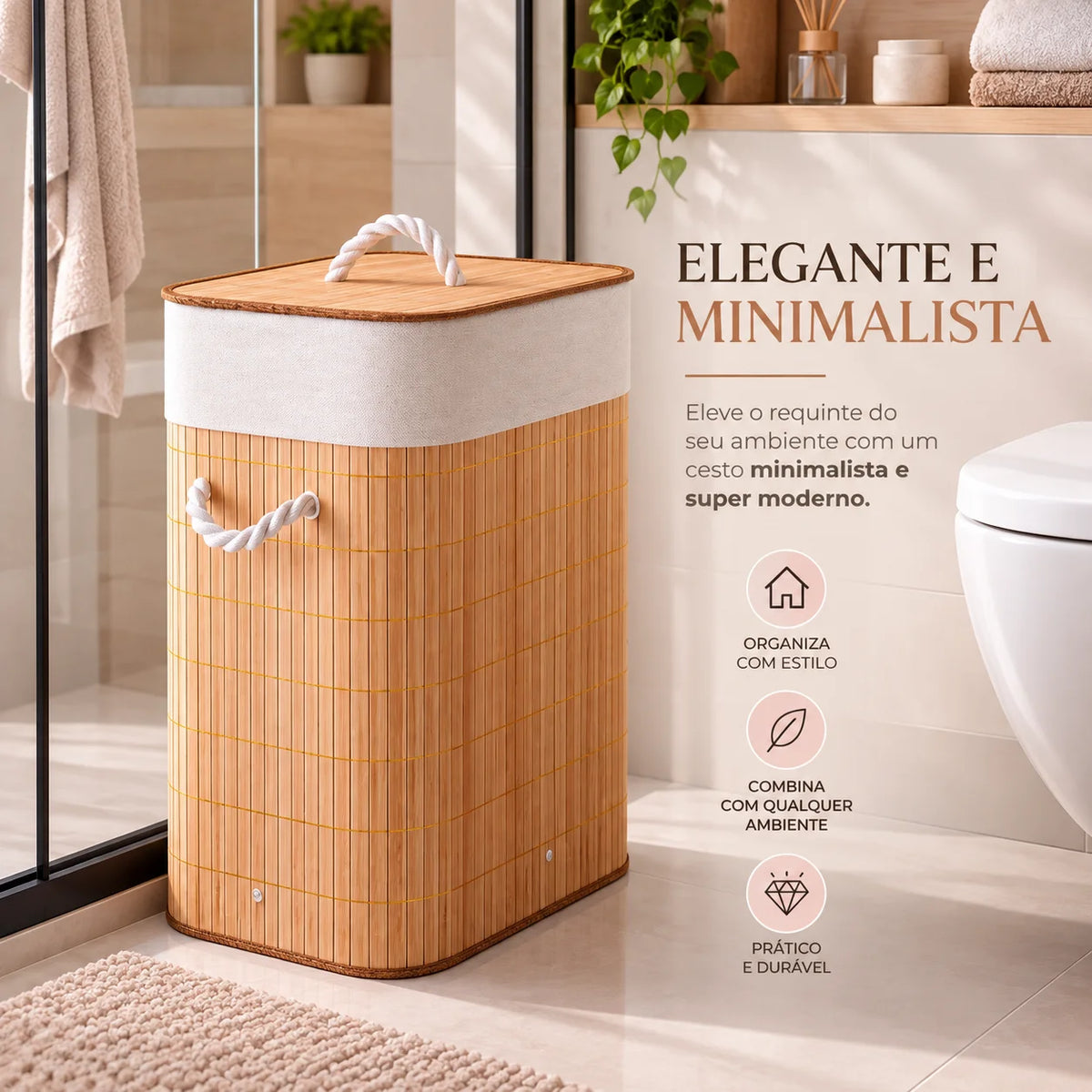 OrganizaLar Premium – Cesto de Roupas 72L