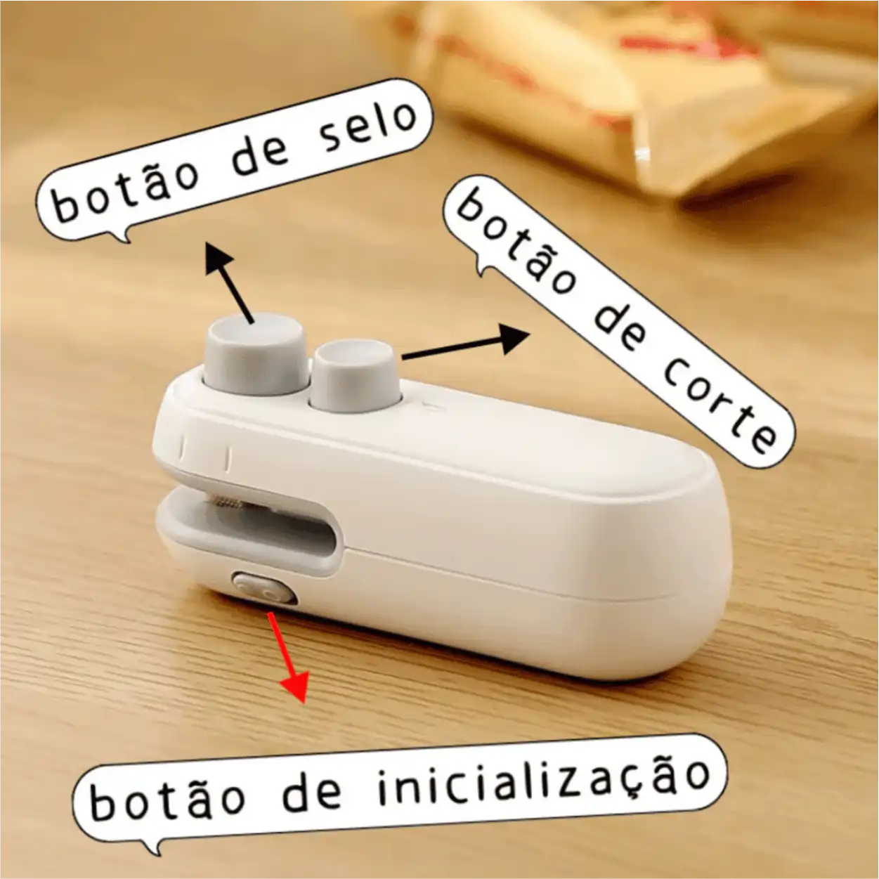 LACRE PRO™  Seladora e Cortadora de Embalagens USB 2 em 1