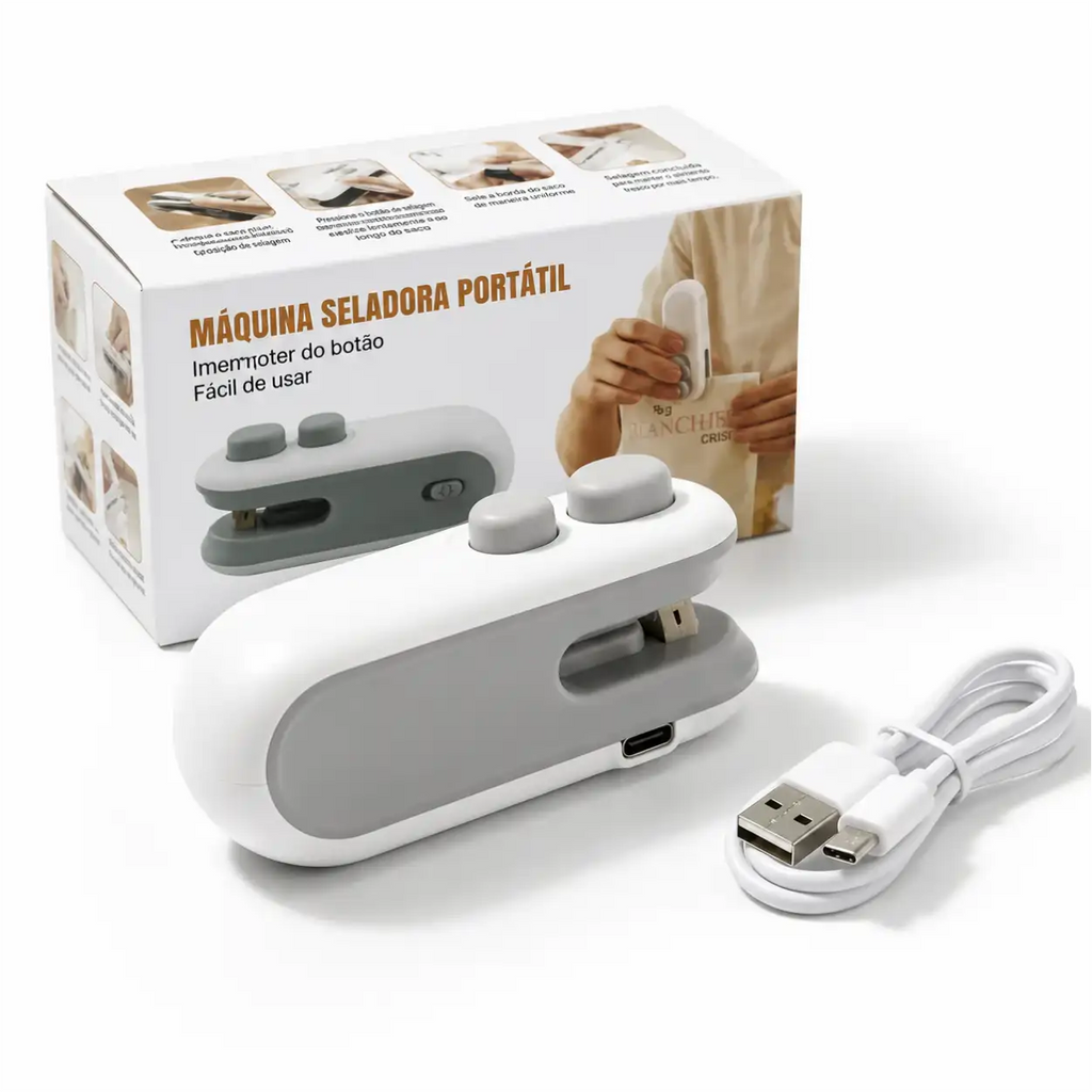 LACRE PRO™  Seladora e Cortadora de Embalagens USB 2 em 1