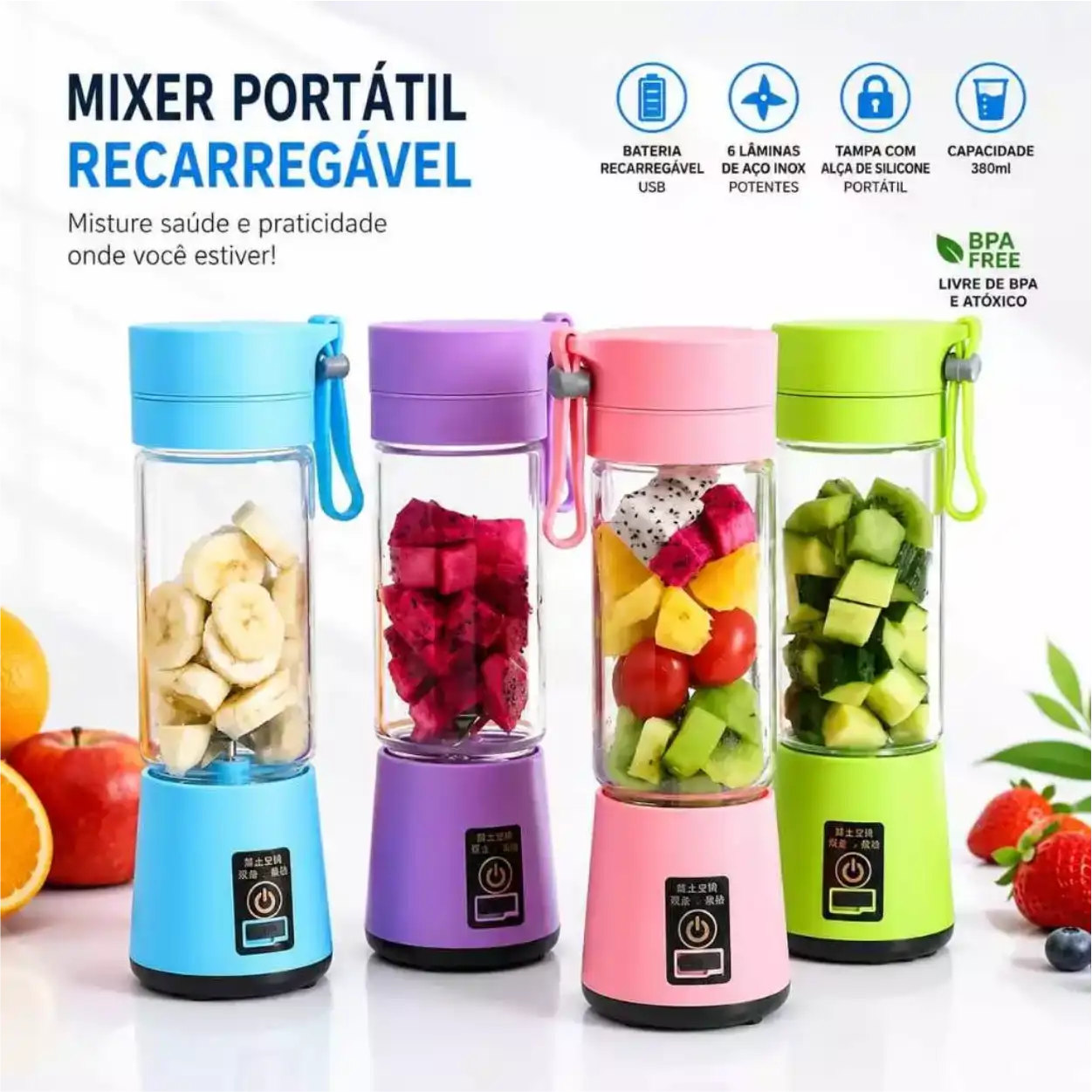 TurboMix Go – Mini Liquidificador Portátil USB